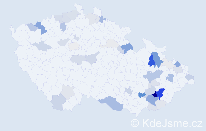 Příjmení: 'Blahušová', počet výskytů 178 v celé ČR