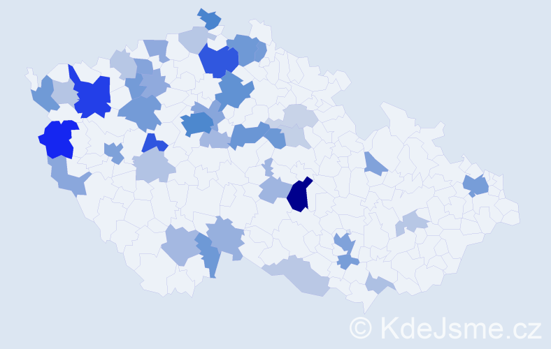 Příjmení: 'Dong', počet výskytů 123 v celé ČR