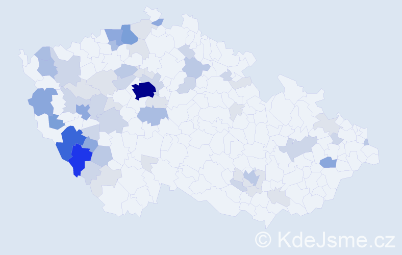Příjmení: 'Nauš', počet výskytů 187 v celé ČR