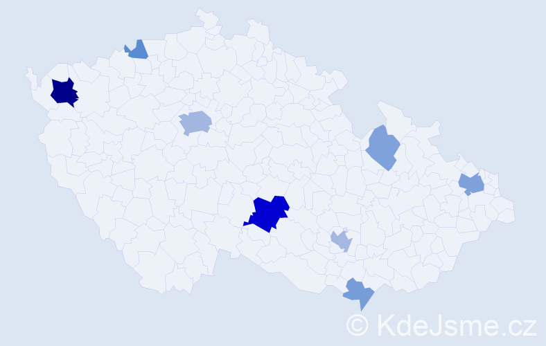 Příjmení: 'Uhrínová', počet výskytů 22 v celé ČR