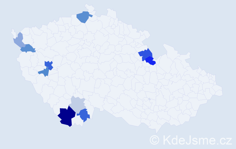 Příjmení: 'Hommerová', počet výskytů 23 v celé ČR
