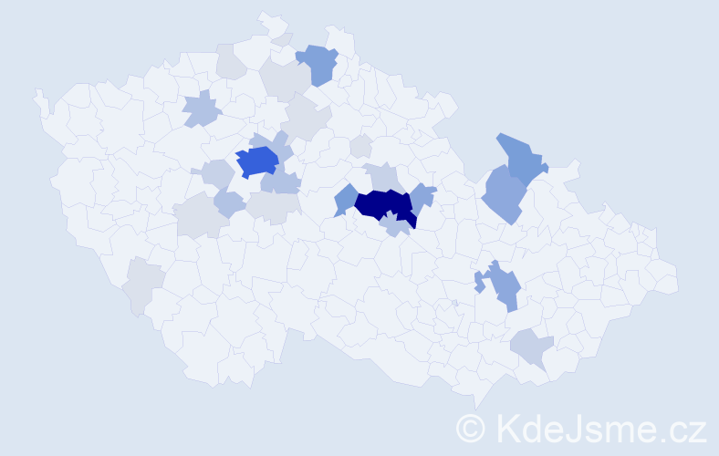 Příjmení: 'Profous', počet výskytů 100 v celé ČR