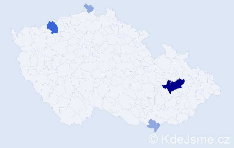 Příjmení: 'Moničová', počet výskytů 13 v celé ČR