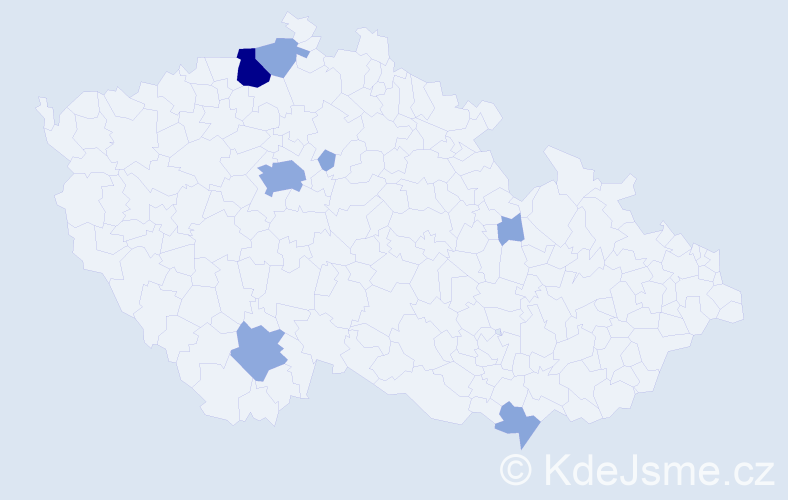 Příjmení: 'Slavka', počet výskytů 19 v celé ČR