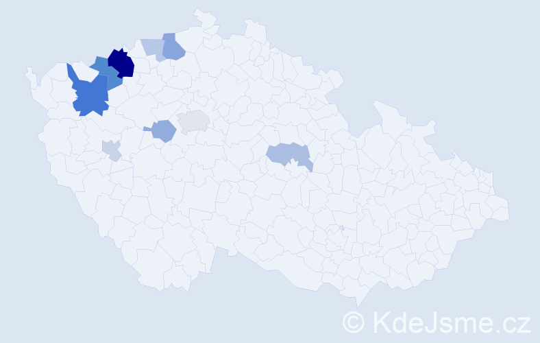 Příjmení: 'Mňahončák', počet výskytů 21 v celé ČR