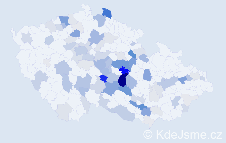 Příjmení: 'Zástěra', počet výskytů 346 v celé ČR