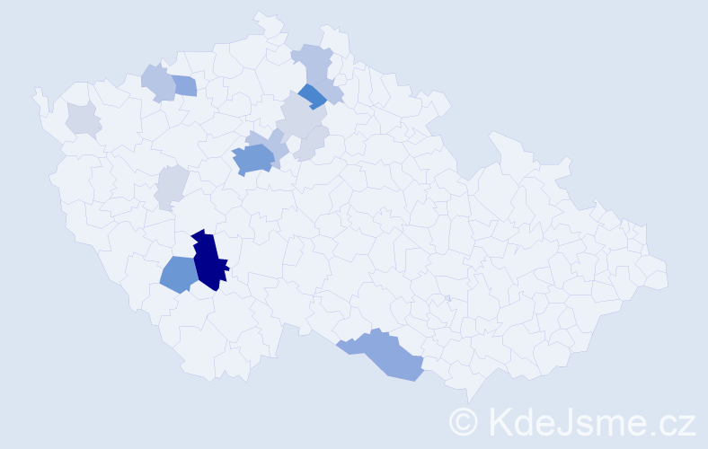 Příjmení: 'Šareš', počet výskytů 54 v celé ČR