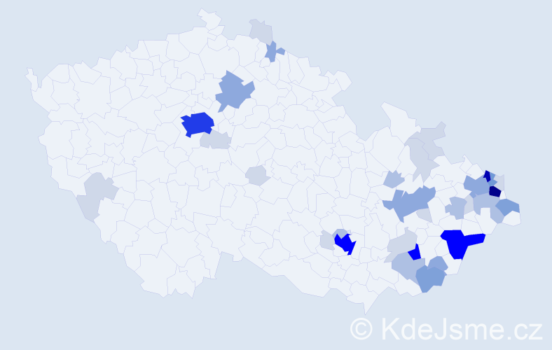 Příjmení: 'Gabryšová', počet výskytů 124 v celé ČR
