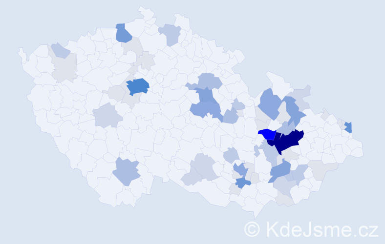 Příjmení: 'Koupilová', počet výskytů 198 v celé ČR