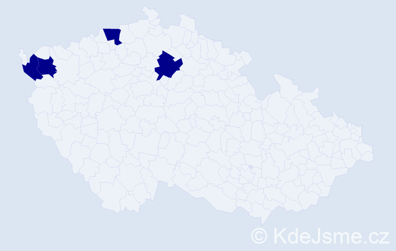 Příjmení: 'La', počet výskytů 4 v celé ČR