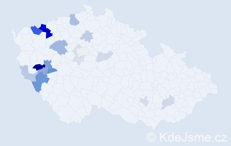 Příjmení: 'Bardoun', počet výskytů 46 v celé ČR