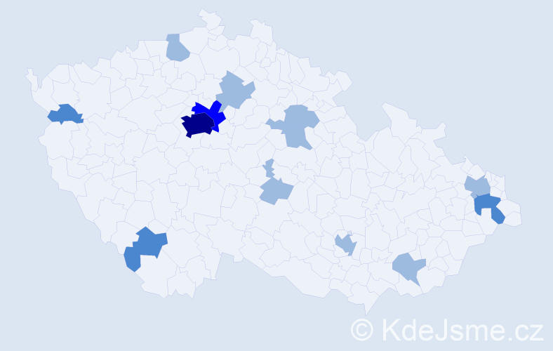 Příjmení: 'Barczi', počet výskytů 21 v celé ČR