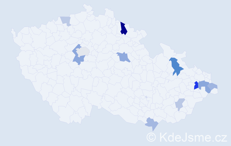 Příjmení: 'Stefanovová', počet výskytů 20 v celé ČR