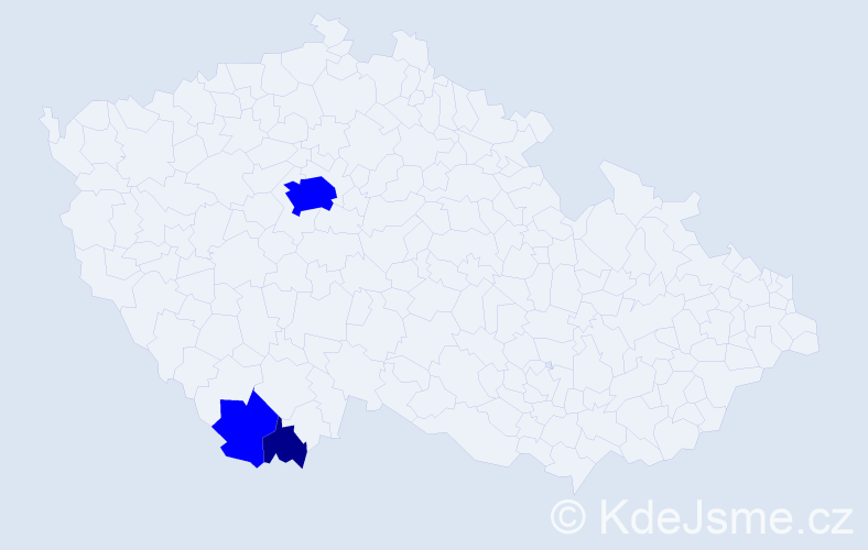 Příjmení: 'Pižem', počet výskytů 4 v celé ČR