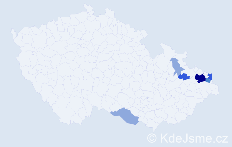 Příjmení: 'Moskálová', počet výskytů 15 v celé ČR