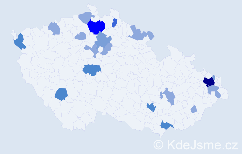 Příjmení: 'Homzová', počet výskytů 45 v celé ČR