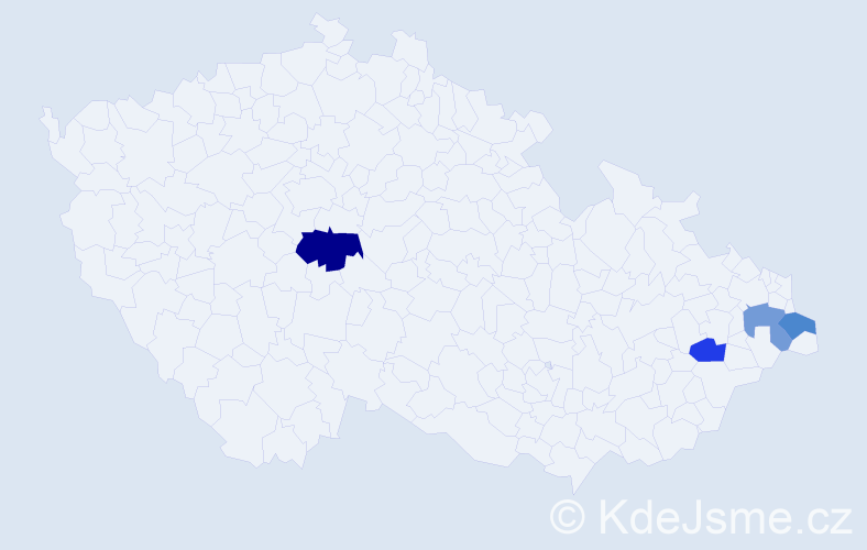 Příjmení: 'Paluga', počet výskytů 5 v celé ČR