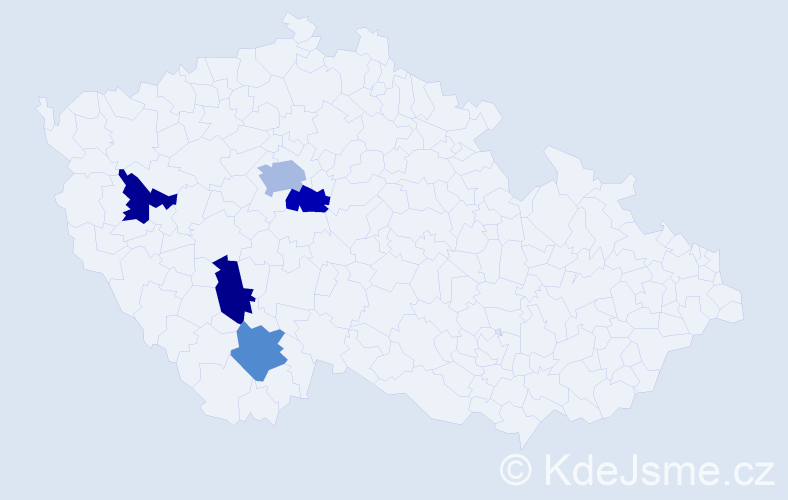 Příjmení: 'Pončák', počet výskytů 6 v celé ČR
