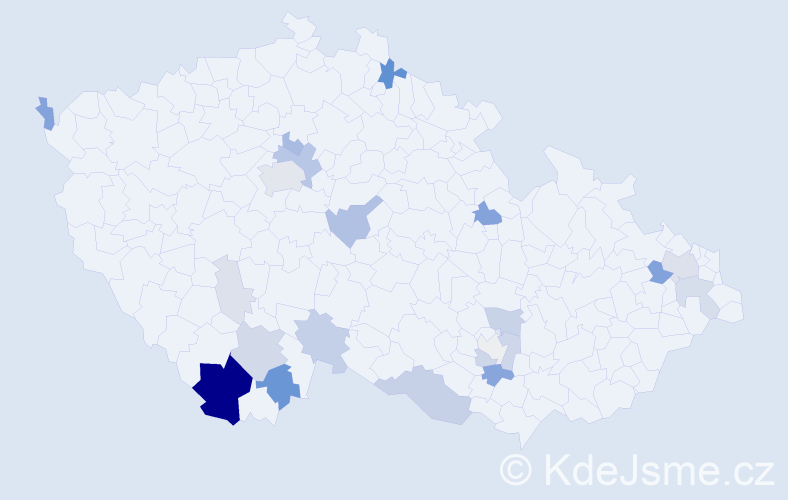 Příjmení: 'Tancer', počet výskytů 74 v celé ČR