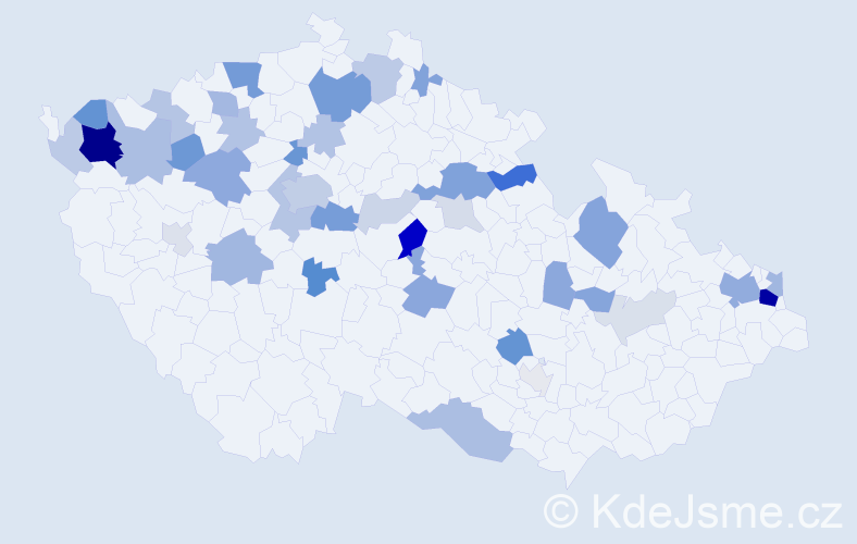 Příjmení: 'Mezeiová', počet výskytů 109 v celé ČR