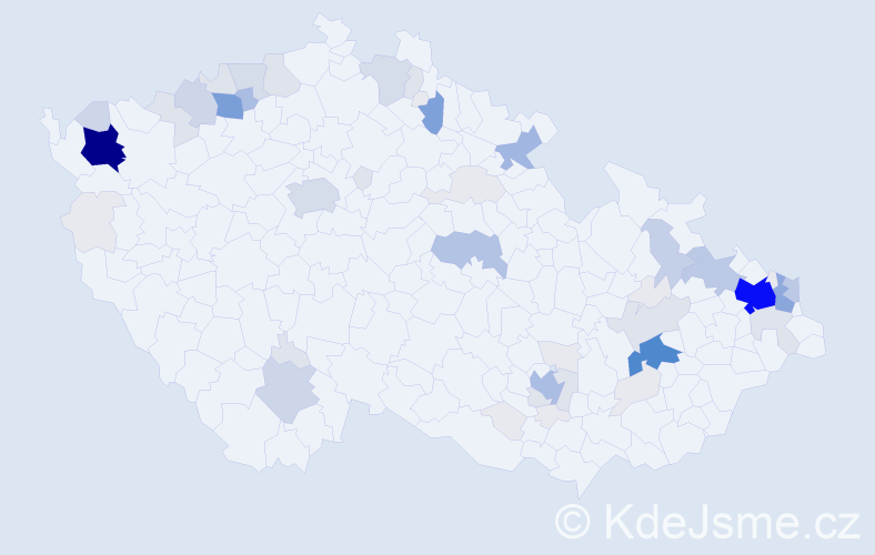 Příjmení: 'Klempár', počet výskytů 277 v celé ČR