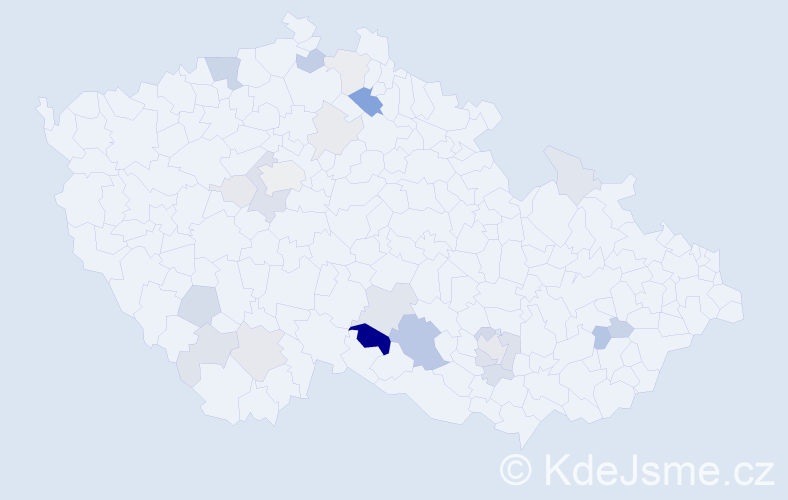 Příjmení: 'Tušer', počet výskytů 57 v celé ČR