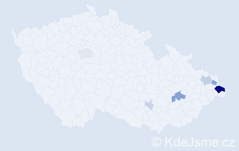 Příjmení: 'Wiselková', počet výskytů 8 v celé ČR