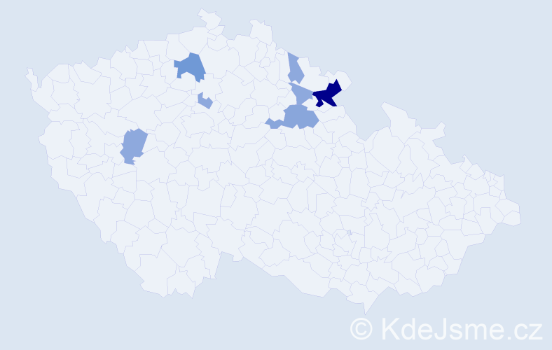 Příjmení: 'Piši', počet výskytů 18 v celé ČR
