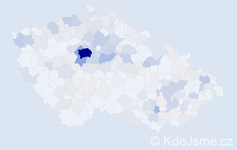 Příjmení: 'Borovička', počet výskytů 860 v celé ČR