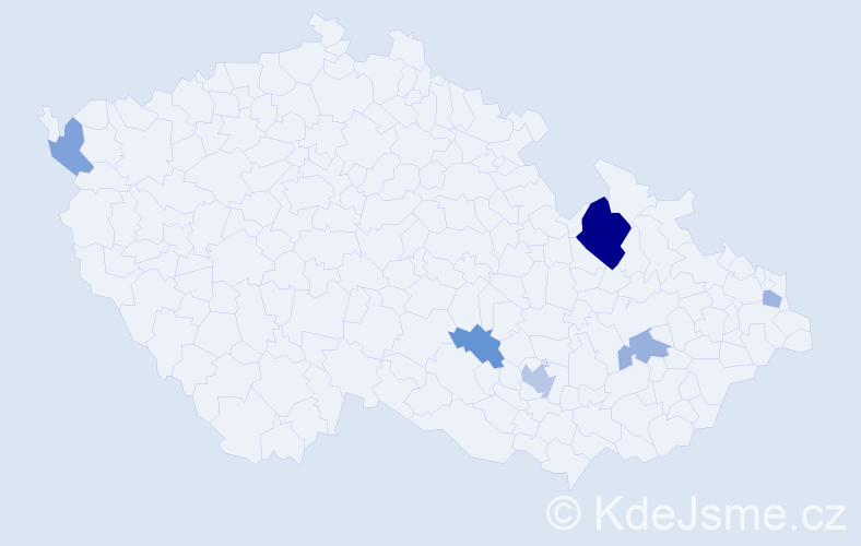 Příjmení: 'Heldesová', počet výskytů 11 v celé ČR