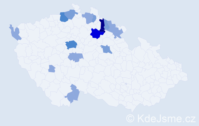 Příjmení: 'Povr', počet výskytů 43 v celé ČR