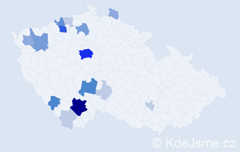 Příjmení: 'Hojdar', počet výskytů 51 v celé ČR
