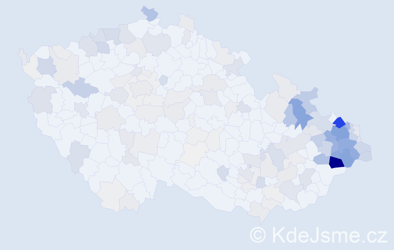 Příjmení: 'Krupová', počet výskytů 792 v celé ČR