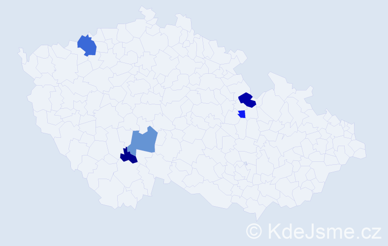 Příjmení: 'Tedlová', počet výskytů 9 v celé ČR