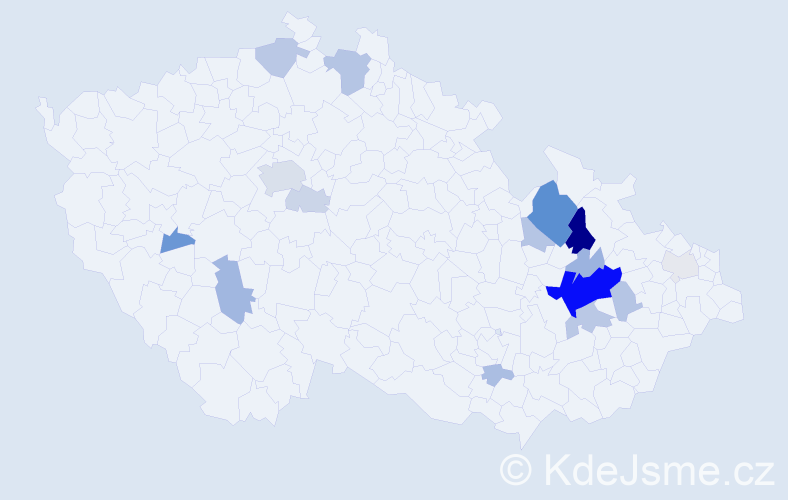 Příjmení: 'Gažarová', počet výskytů 56 v celé ČR