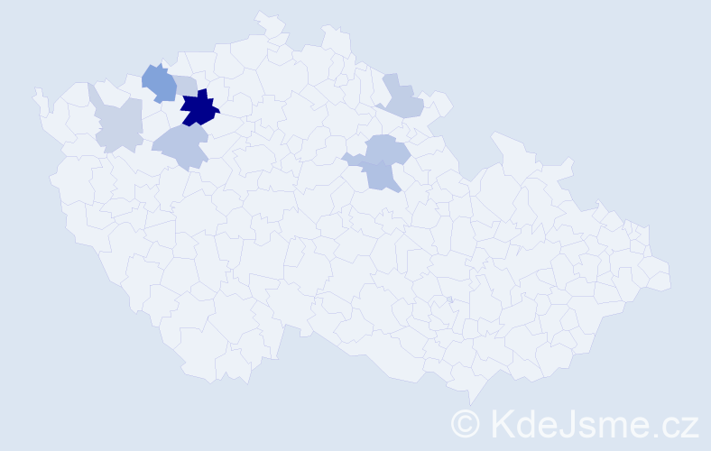 Příjmení: 'Čimpera', počet výskytů 18 v celé ČR