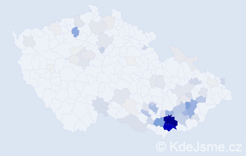 Příjmení: 'Ševelová', počet výskytů 311 v celé ČR