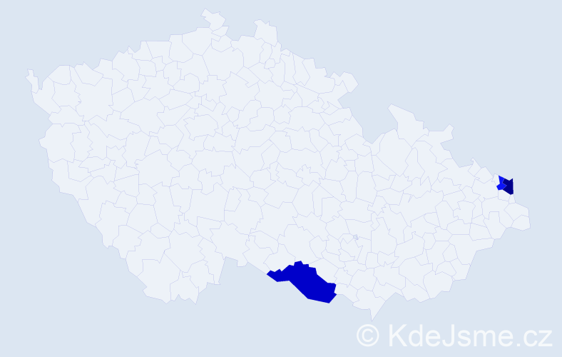 Příjmení: 'Karchutňáková', počet výskytů 5 v celé ČR