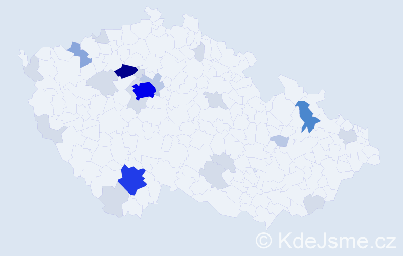 Příjmení: 'Bakalářová', počet výskytů 75 v celé ČR