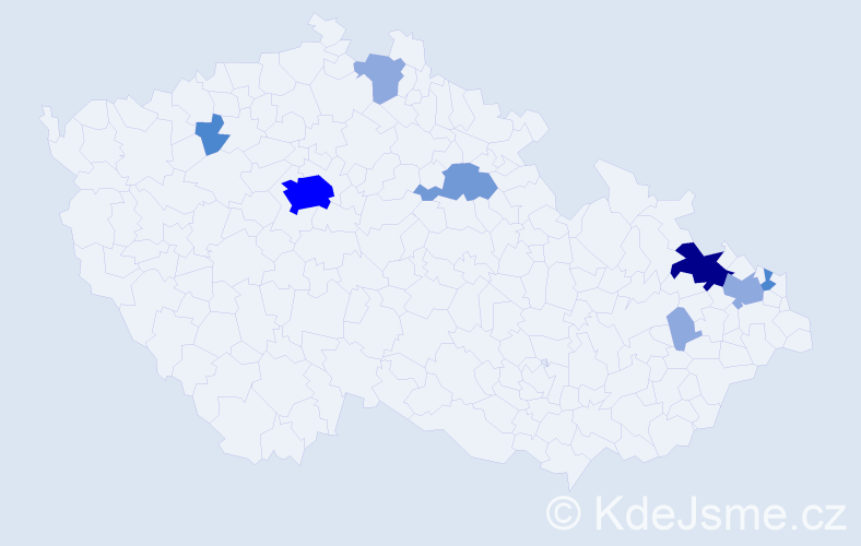 Příjmení: 'Kawan', počet výskytů 21 v celé ČR
