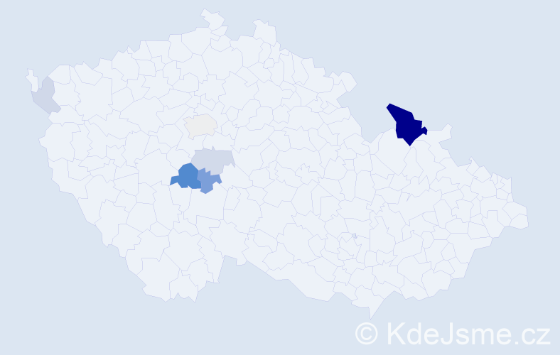 Příjmení: 'Pišek', počet výskytů 19 v celé ČR