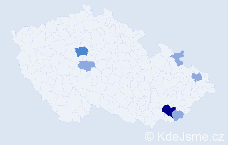 Příjmení: 'Májíček', počet výskytů 11 v celé ČR