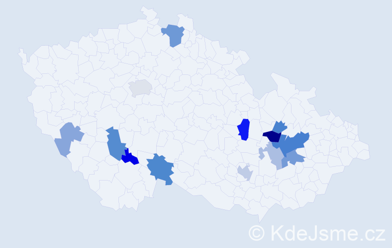 Příjmení: 'Kišac', počet výskytů 26 v celé ČR