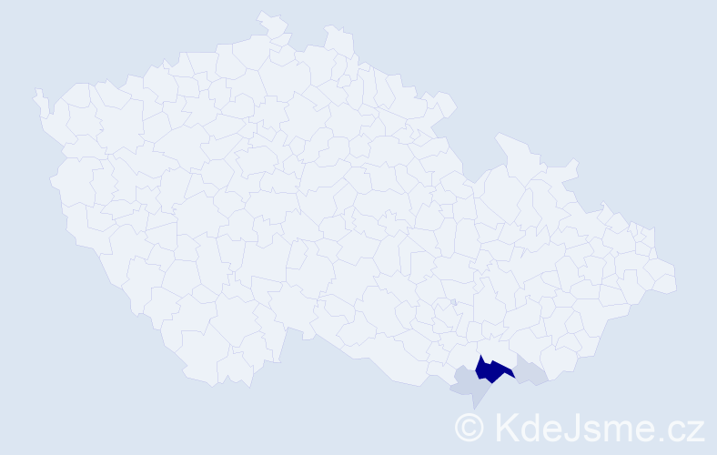 Příjmení: 'Hubačka', počet výskytů 29 v celé ČR