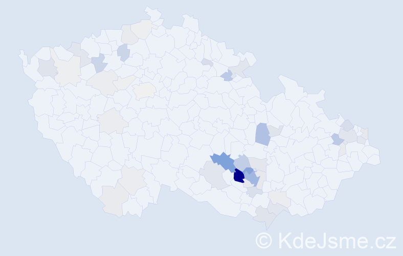 Příjmení: 'Hotárek', počet výskytů 186 v celé ČR