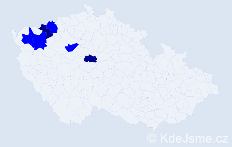 Příjmení: 'Ladenbergerová', počet výskytů 8 v celé ČR