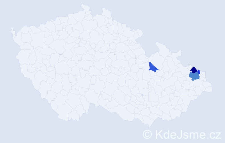 Příjmení: 'Přibylková', počet výskytů 9 v celé ČR