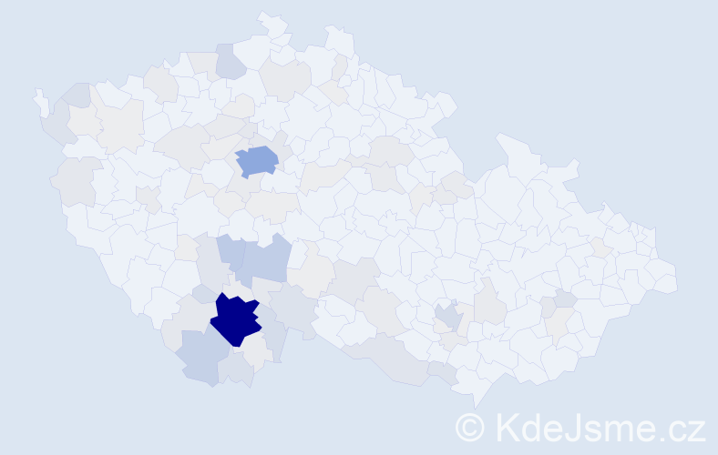 Příjmení: 'Pouzar', počet výskytů 327 v celé ČR