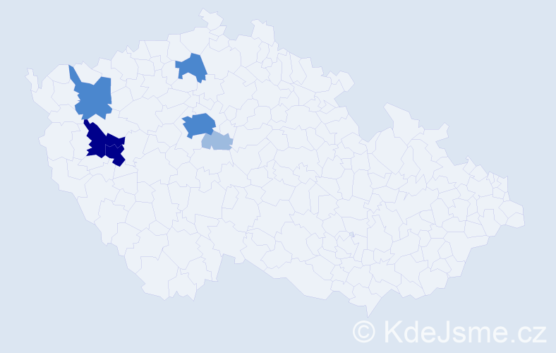 Příjmení: 'Foud', počet výskytů 15 v celé ČR