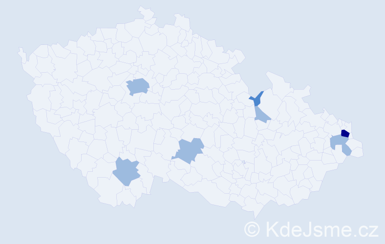 Příjmení: 'Vraňáková', počet výskytů 11 v celé ČR